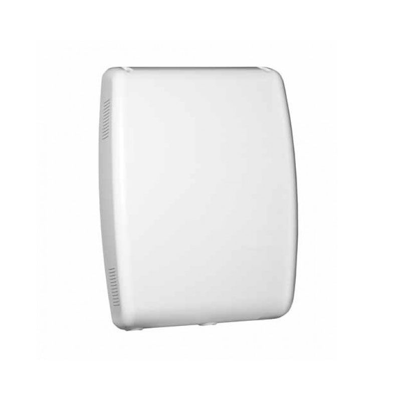 Caja de plástico en color blanco vacía con puerta desmontable para centrales PowerSeries Pro