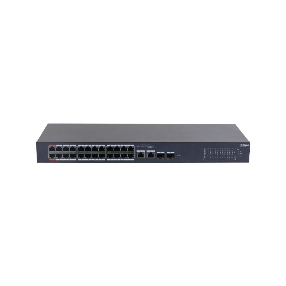 Switch cloud gestionable DH de 26 puertos con PoE de 24 puertos
