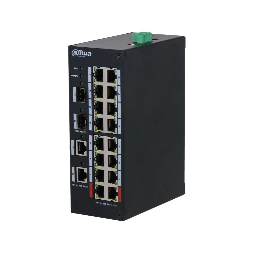 Switch PoE industrial de 16 puertos Gigabit