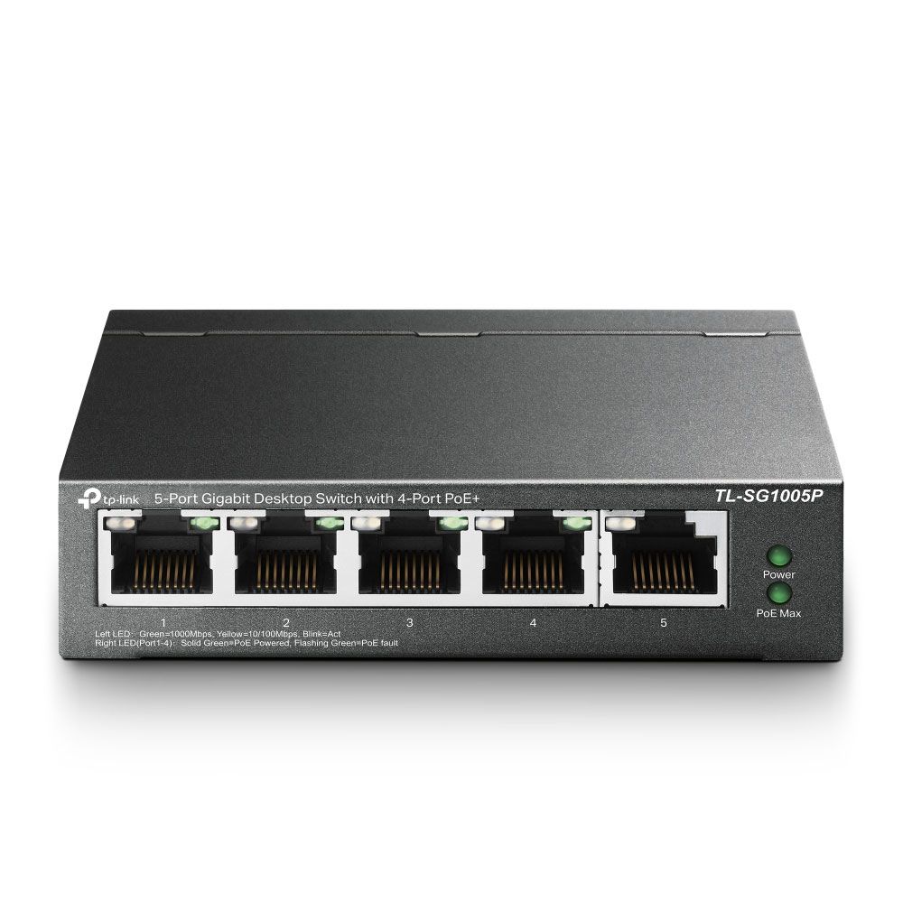Switch Gigabit de 5 puertos con PoE+ de 4 puertos