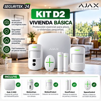 Kit de alarma Ajax D2  con Hub 2 4G y MotionCam | Vivienda básica | SIN CUOTAS