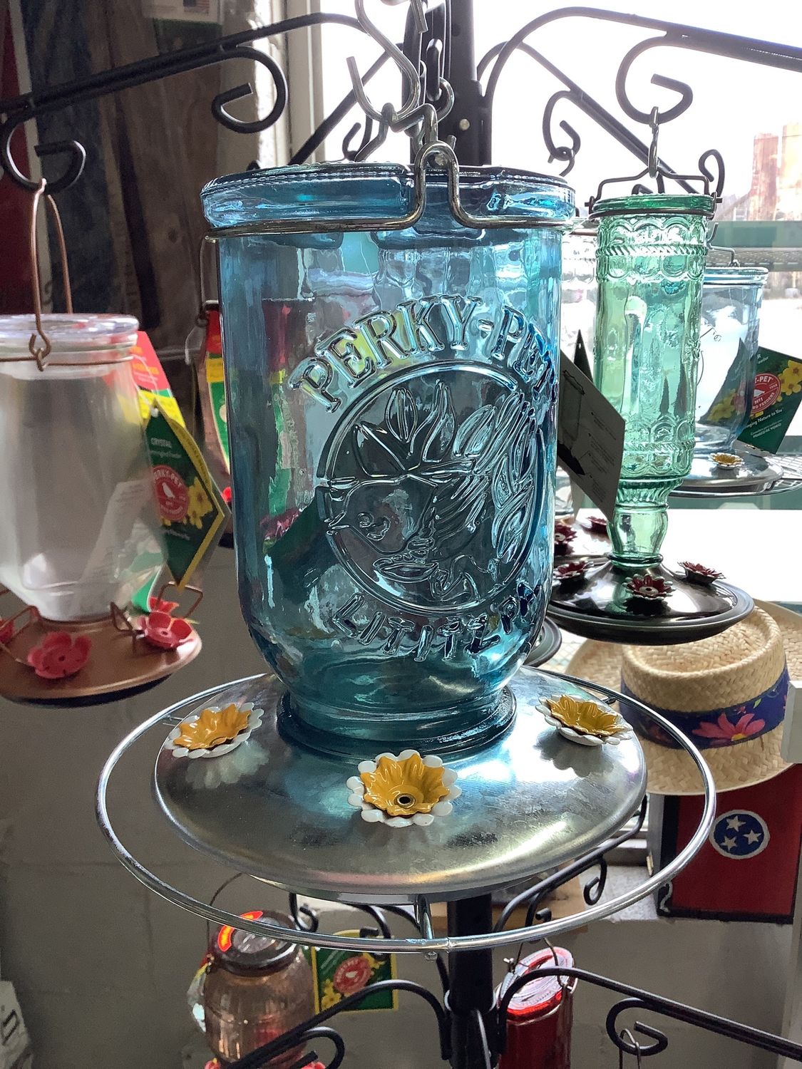 Mason Jar Hummingbird Feeder (Blue)