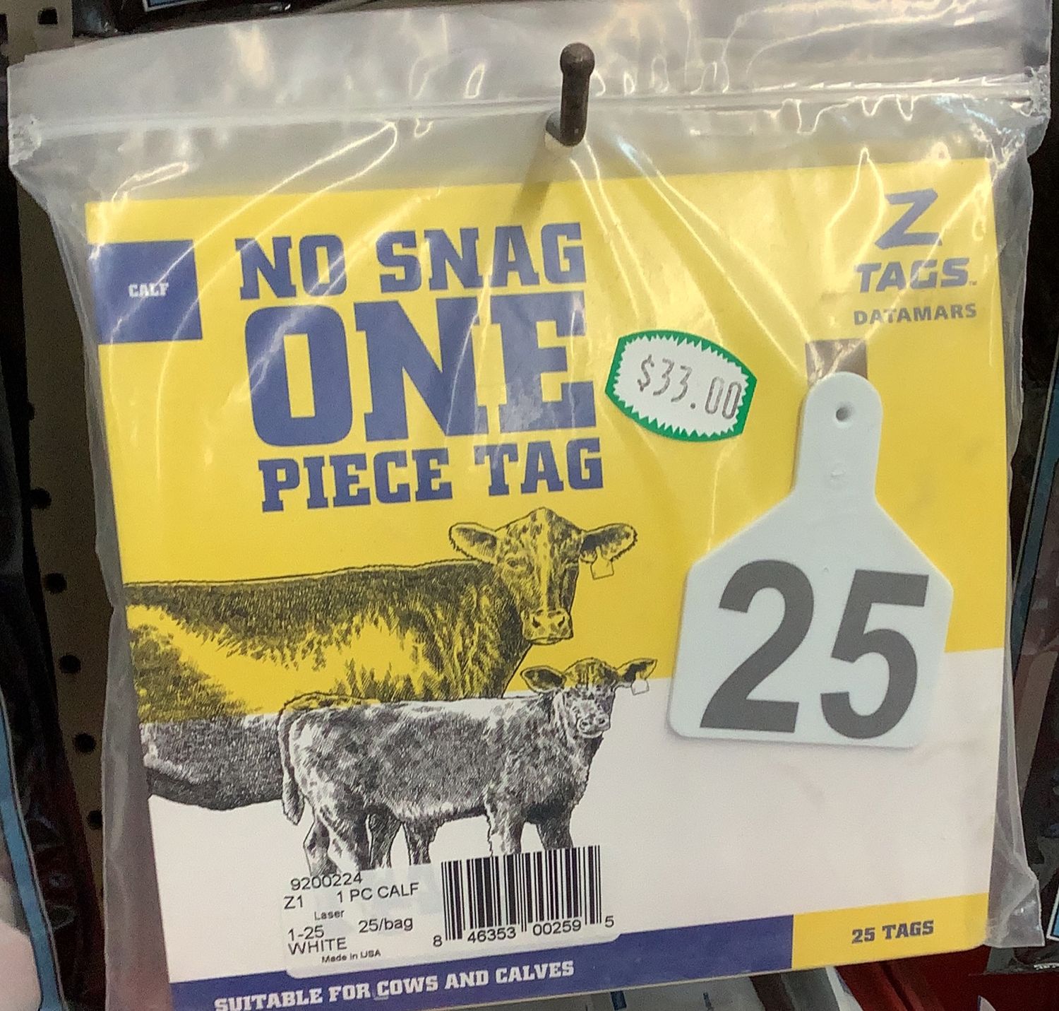 No Snag One Piece Ear Tag (White)