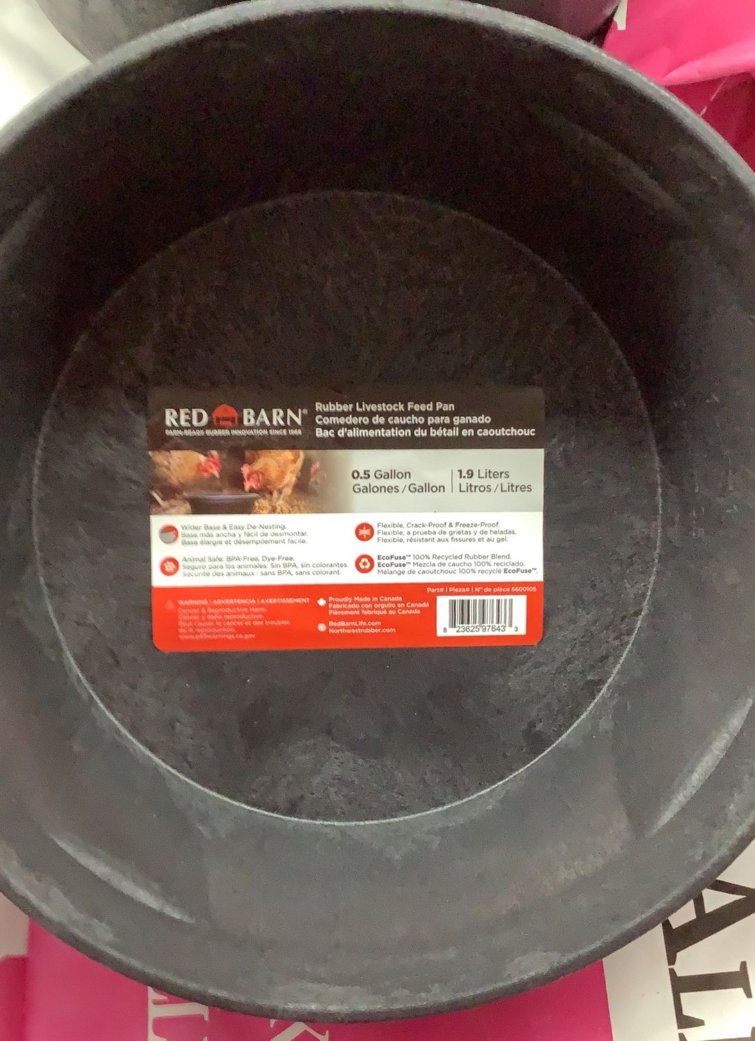 Red Barn Rubber Feed Pan (1/2 gal)