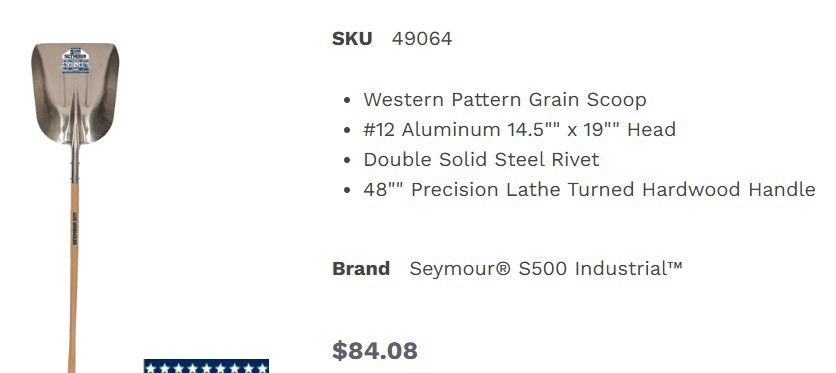 Seymour #12 Alum. Grain Scoop, 48" Wood Handle(49064)