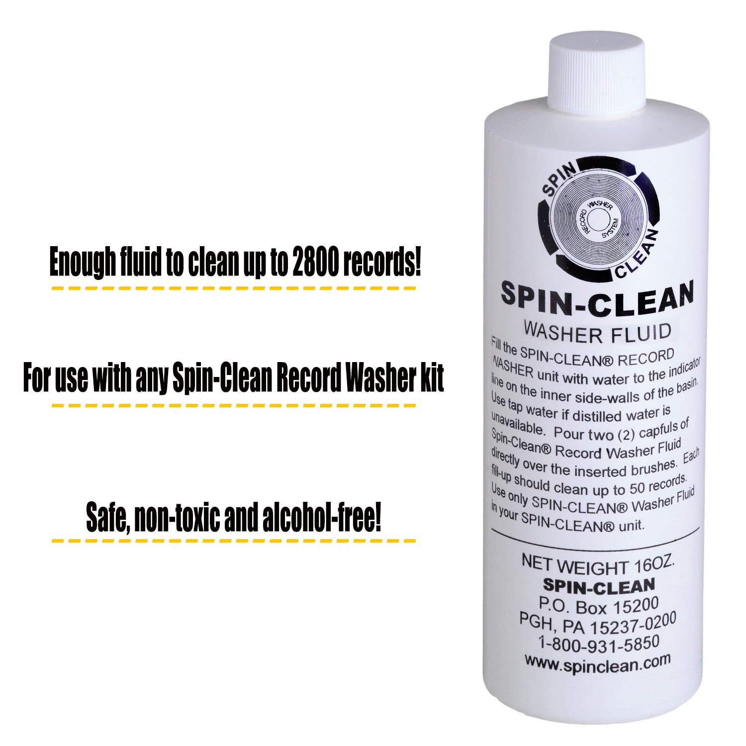 Spin Clean Washer Fluid - 16 OZ (environ 473ml) - Nettoyant Pour Système Spin Clean