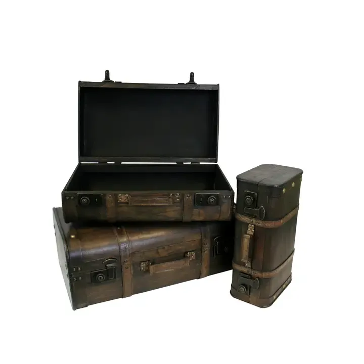Vintage-Style Wooden Suitcase Trunk Set | 3 Pieces Vintage-Style Wooden Suitcase Trunk Set | 3 Pieces | Oakenora Home