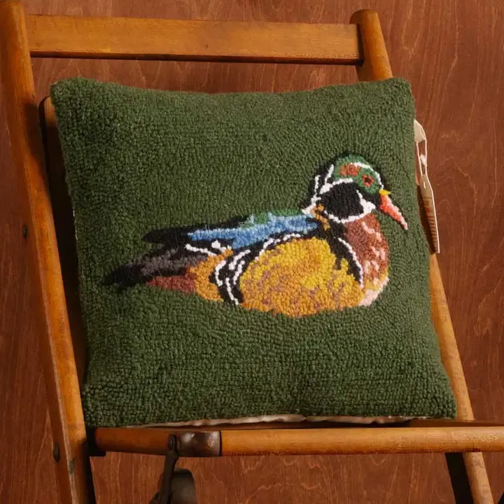 Wood Duck Hooked Throw Pillow | 14 in Wood Duck Hooked Throw Pillow | 14 in | Oakenora Home
