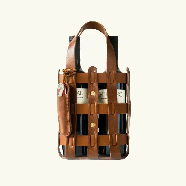Two-Bottle Wine Tote with Corkscrew Pocket Two-Bottle Wine Tote with Corkscrew Pocket | Oakenora Home