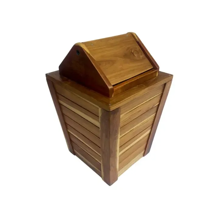 Teak-Style Swing-Lid Wastebasket Teak-Style Swing-Lid Wastebasket | Oakenora Home