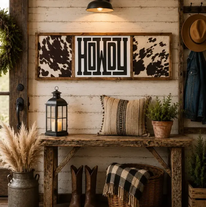 Howdy Western Framed Welcome Sign | 41.5 x 13.5 in Howdy Western Framed Welcome Sign | 41.5 x 13.5 in | Oakenora Home
