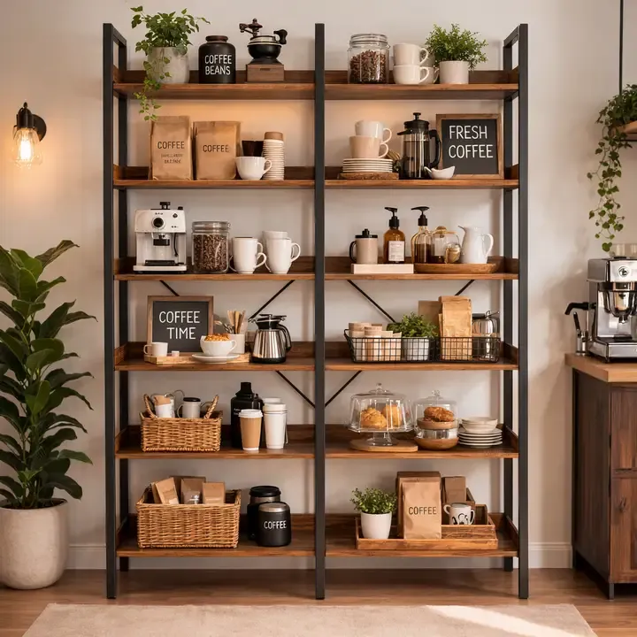 Brown Industrial 6-Tier Display Bookshelf Brown Industrial 6-Tier Display Bookshelf | Oakenora Home