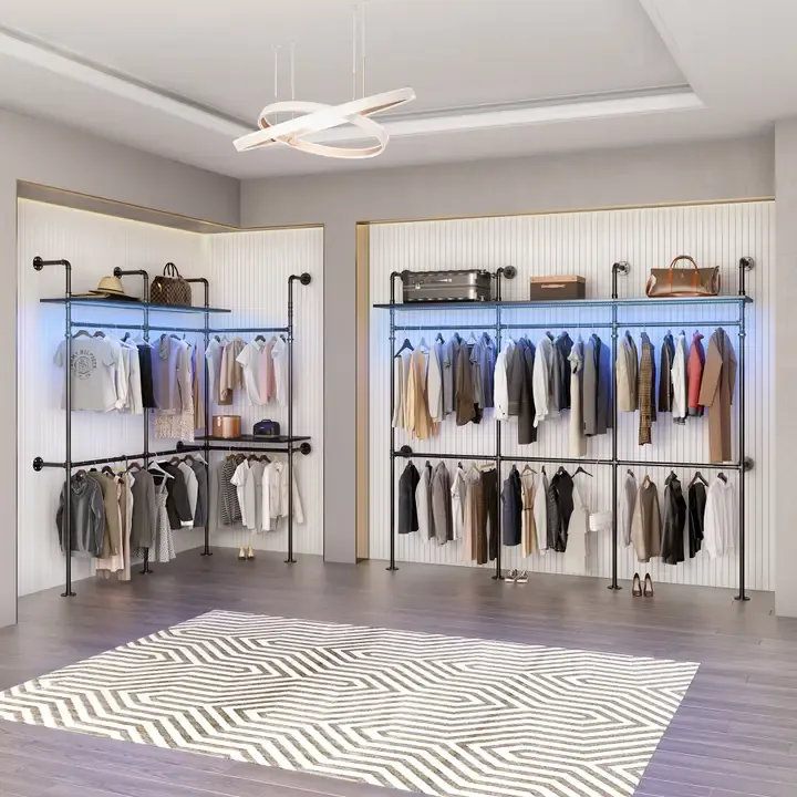 Reversible Wardrobe Storage Rack with LED Lights Reversible Wardrobe Storage Rack with LED Lights | Oakenora Home