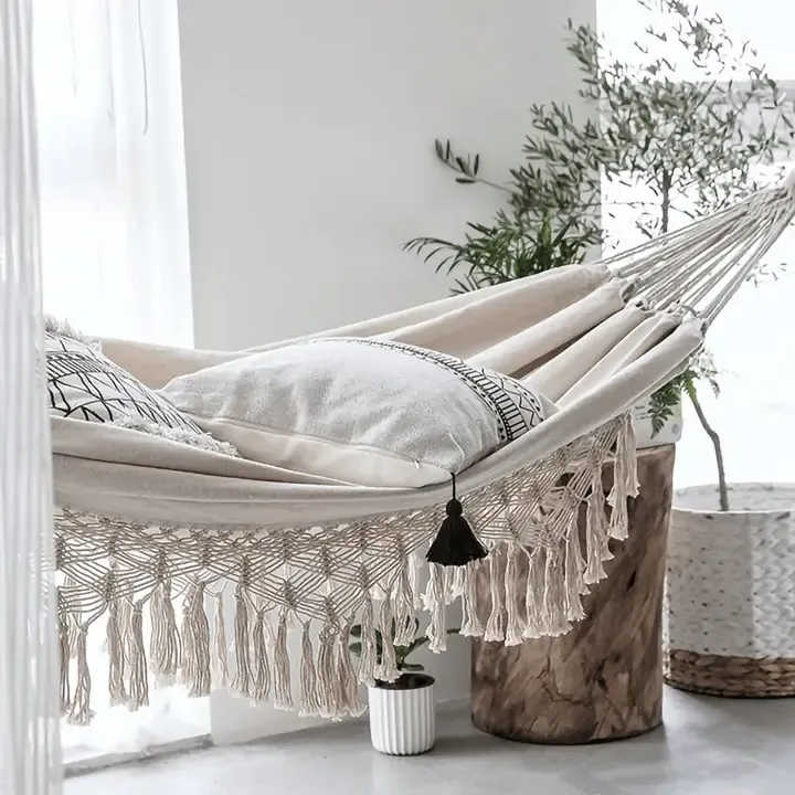 Boho Macrame Double Hammock Boho Macrame Double Hammock | Oakenora Home