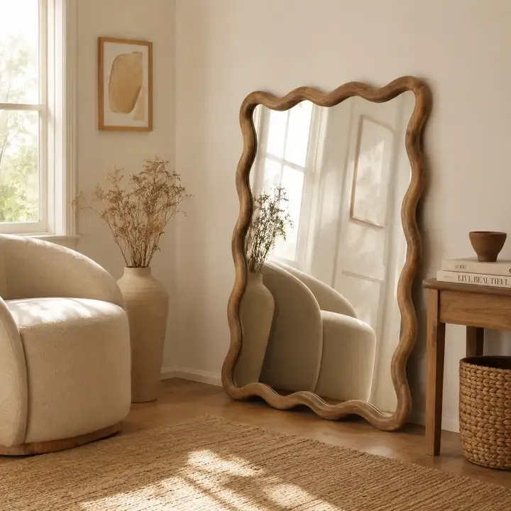Wavy Framed Wall Mirror | 36 x 48 in Wavy Framed Wall Mirror | 36 x 48 in | Oakenora Home