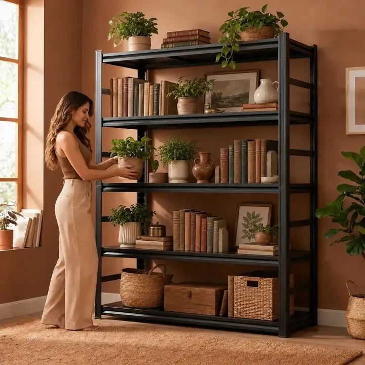 72 in 5-Tier Metal Storage Bookshelf 72 in 5-Tier Metal Storage Bookshelf | Oakenora Home