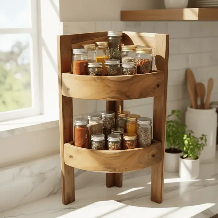 Teak-Style 2-Tier Corner Shelf Teak-Style 2-Tier Corner Shelf | Oakenora Home