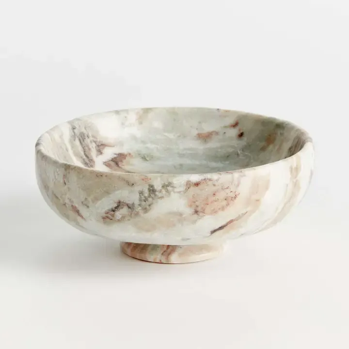 Brown & White Marble-Style Footed Bowl Brown & White Marble-Style Footed Bowl | Oakenora Home