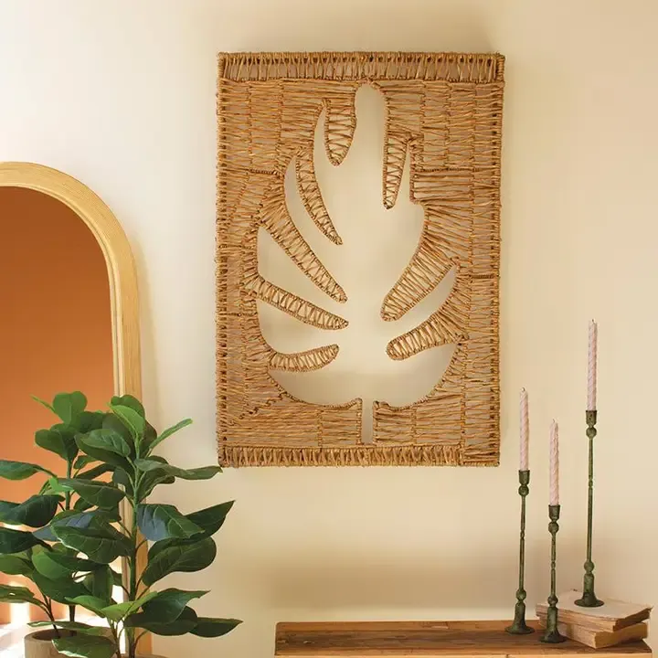 Woven Seagrass-Style Leaf Wall Panel | 40 in Woven Seagrass-Style Leaf Wall Panel | 40 in | Oakenora Home