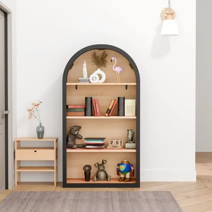 43 in Black Arched 4-Tier Bookshelf 43 in Black Arched 4-Tier Bookshelf | Oakenora Home