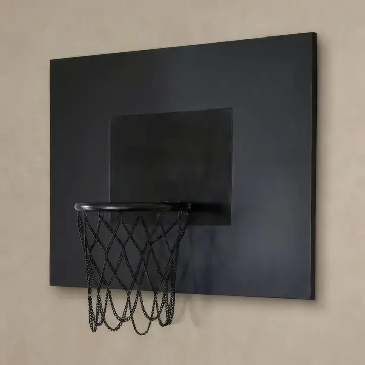 Black Wall-Mounted Basketball Hoop Decor Black Wall-Mounted Basketball Hoop Decor | Oakenora Home
