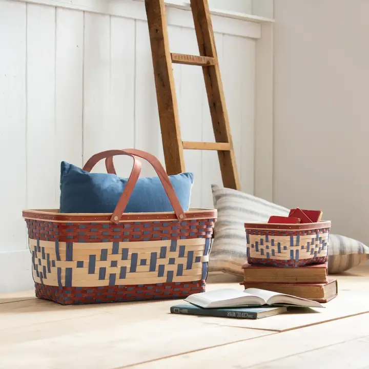 Red, White & Blue Woven Picnic Basket Red, White & Blue Woven Picnic Basket | Oakenora Home