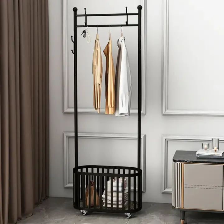 Rolling Garment Rack with Basket & Wheels Rolling Garment Rack with Basket & Wheels | Oakenora Home