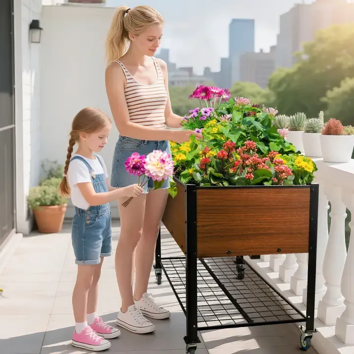 Mobile Raised Garden Bed with Self-Watering Tray Mobile Raised Garden Bed with Self-Watering Tray | Oakenora Home