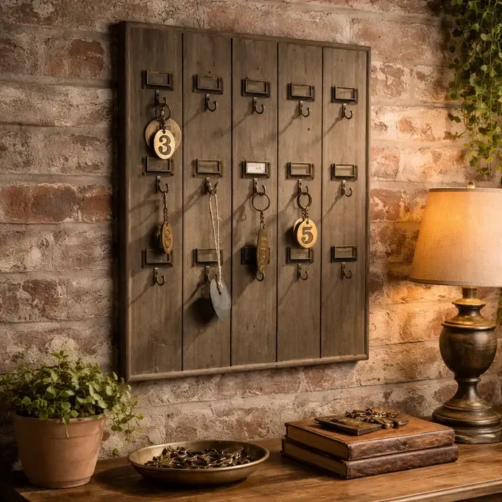 Rustic Pine-Style Wall-Mounted Key Rack Rustic Pine-Style Wall-Mounted Key Rack | Oakenora Home