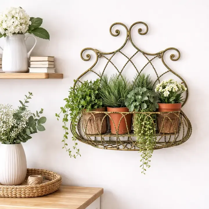 Wrought Iron Wall Basket Planter Wrought Iron Wall Basket Planter | Oakenora Home
