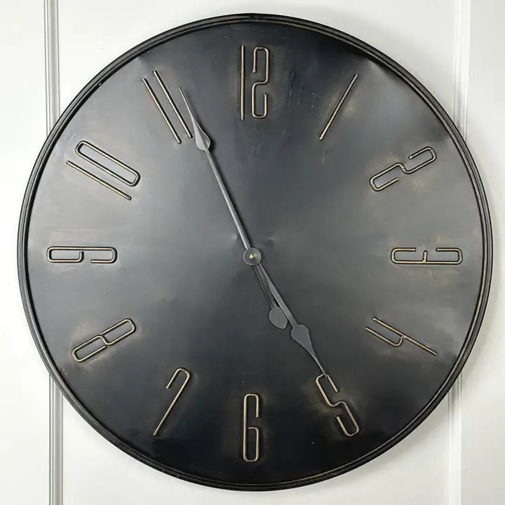 Round Charcoal Metal Wall Clock | 23.5 in Round Charcoal Metal Wall Clock | 23.5 in | Oakenora Home
