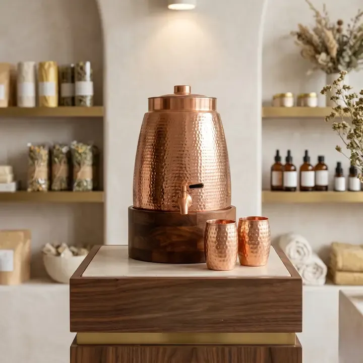 Hammered Copper-Finish Beverage Dispenser Set | 169 oz Hammered Copper-Finish Beverage Dispenser Set | 169 oz | Oakenora Home