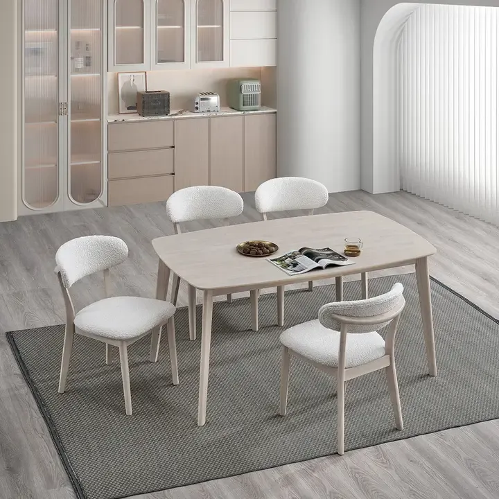 5-Piece Wooden Dining Table & Upholstered Chair Set 5-Piece Wooden Dining Table & Upholstered Chair Set | Oakenora Home