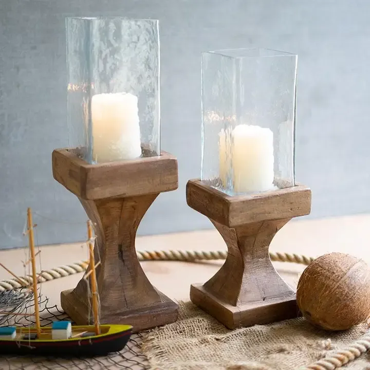 Square Glass Hurricane Candle Holders | Set of 2 Square Glass Hurricane Candle Holders | Set of 2 | Oakenora Home