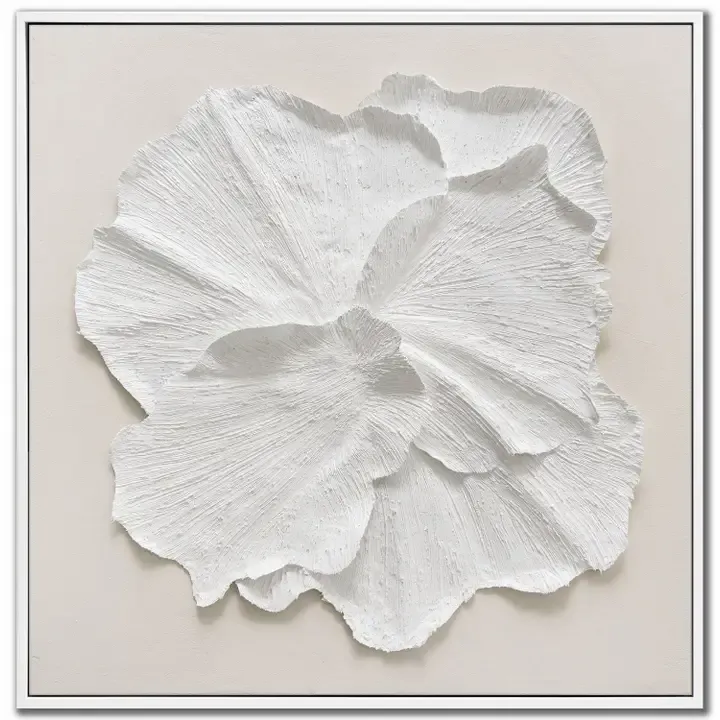 Textured White Floral Canvas Wall Art Textured White Floral Canvas Wall Art | Oakenora Home