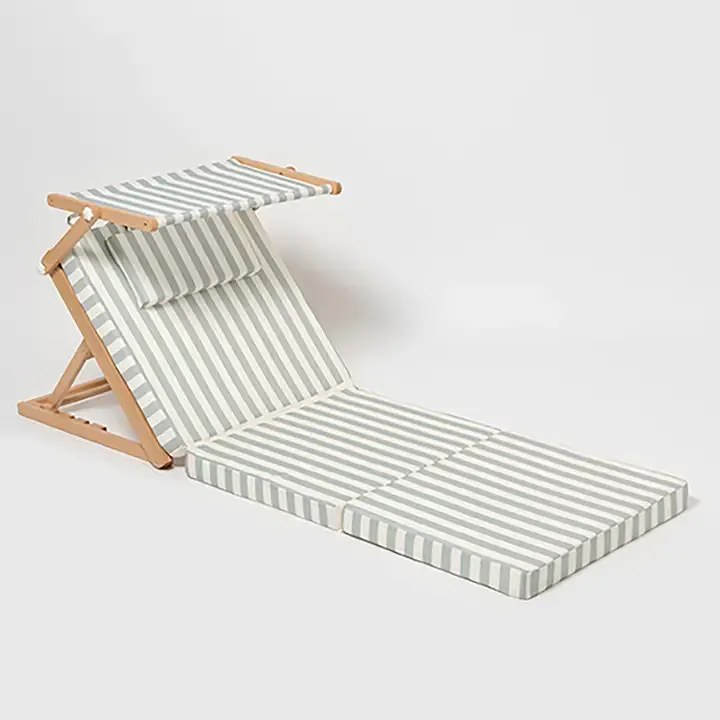 Sage Stripe Folding Poolside Daybed Sage Stripe Folding Poolside Daybed | Oakenora Home