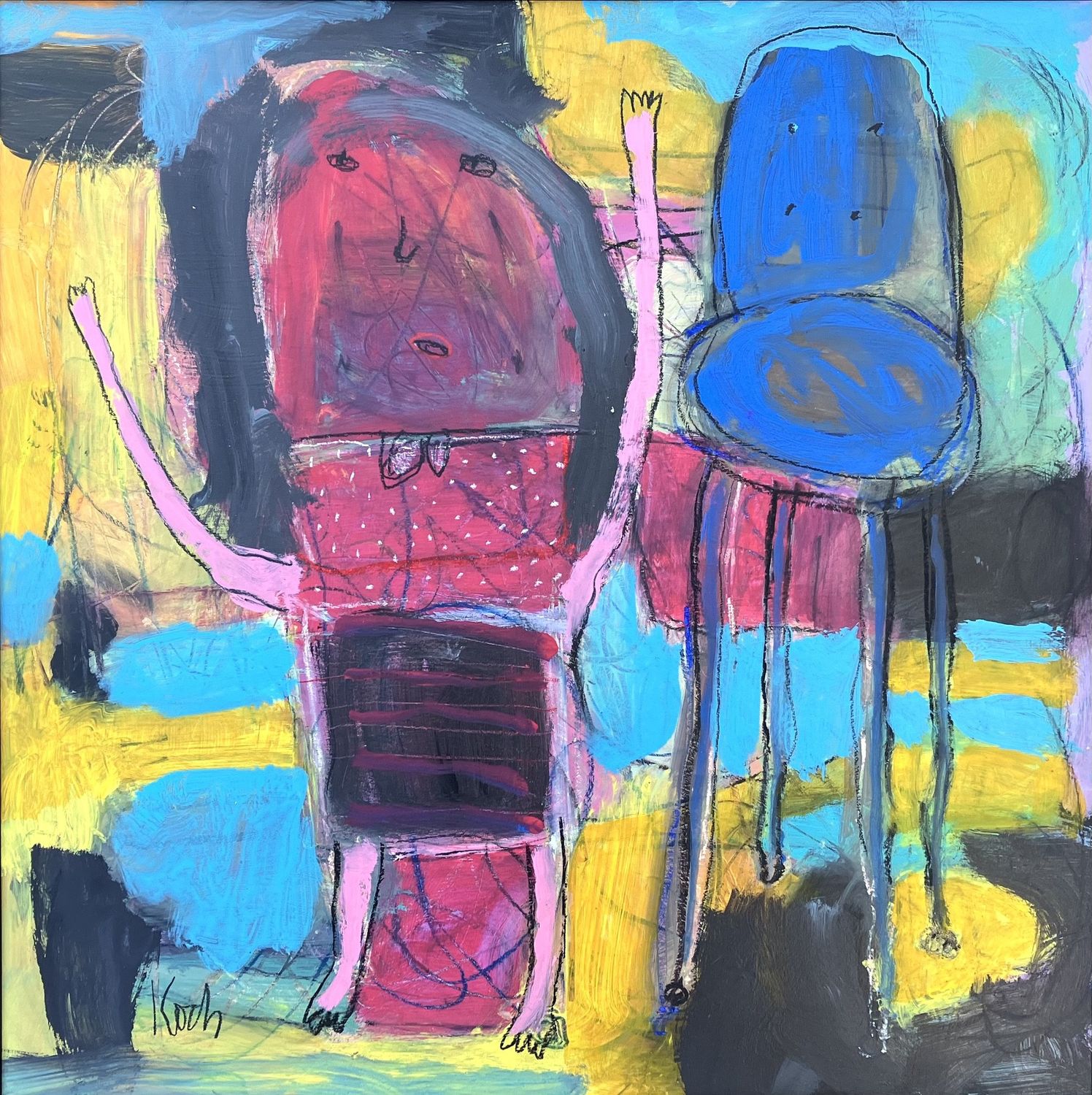 Angry Girl with Blue Chair
