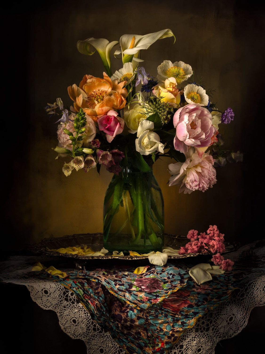 Calla Lilies and Peonies
