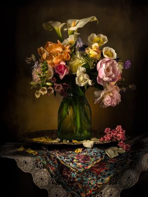 Calla Lilies and Peonies