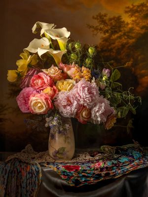 Calla Lilies and Roses