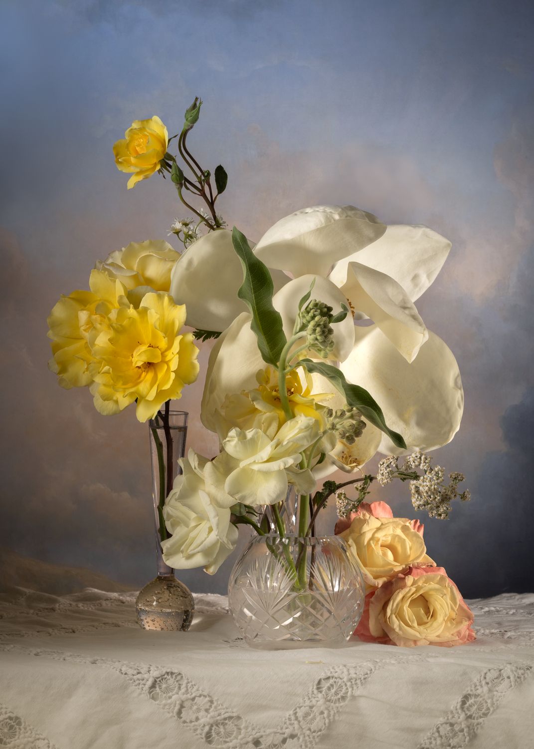 Magnolia and Yellow Roses