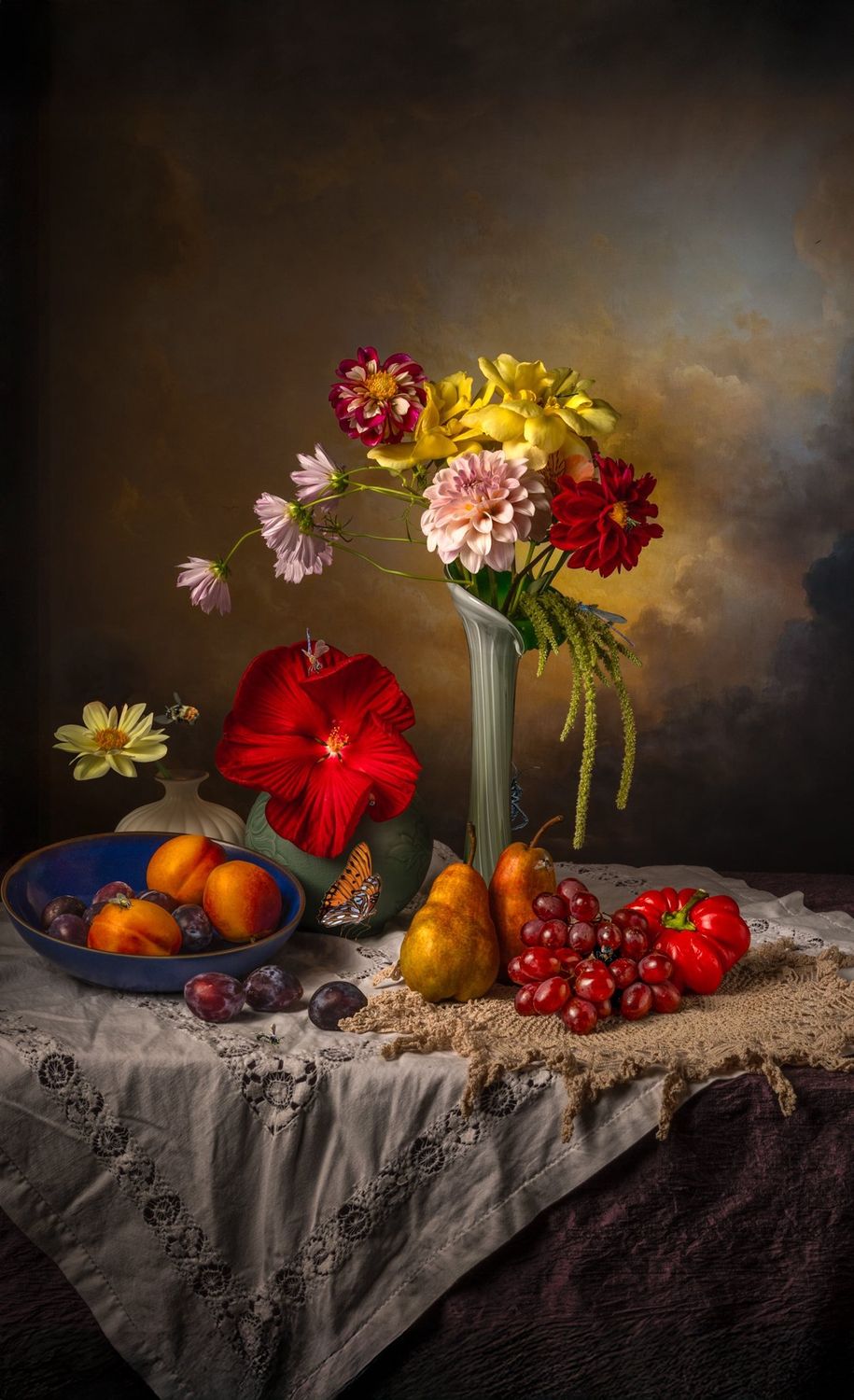Grapes, Dahlias and Twelve Bugs