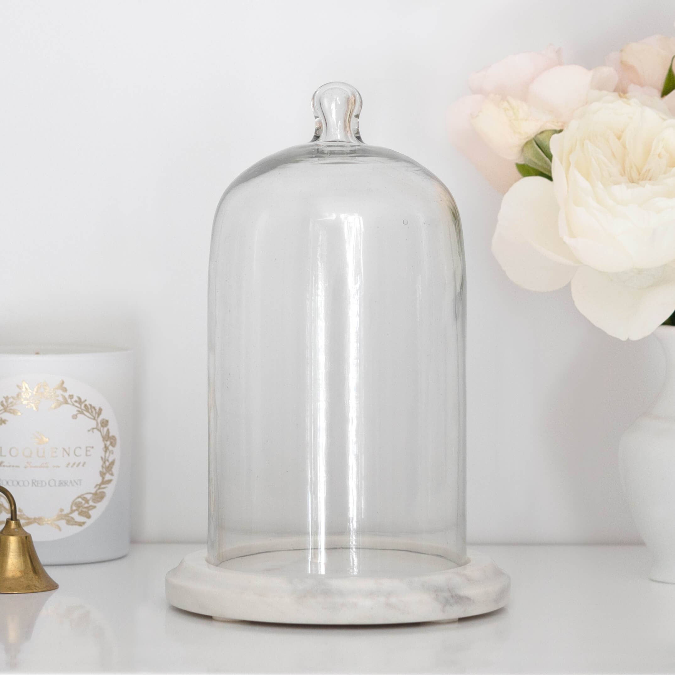 Glass Candle Cloche with Marble Base