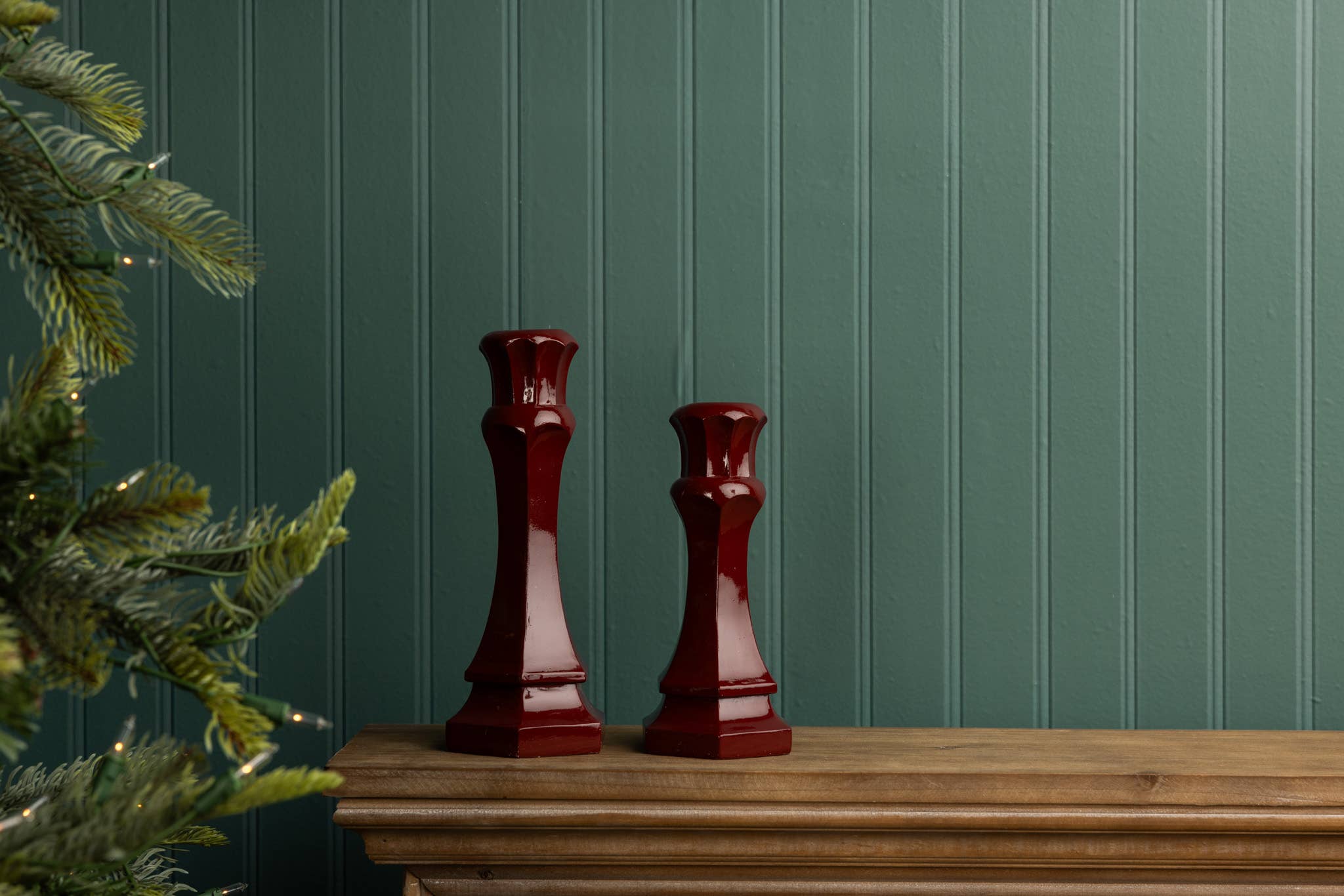 Garnet Taper Holders (Set/2) | Holiday Decor