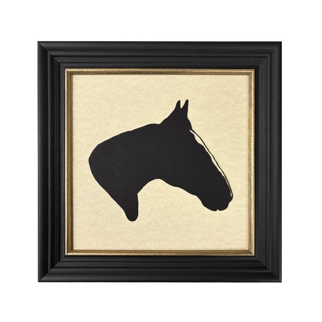 Framed Horse Head Paper Cut Silhouette Wall Art, 10" x 10"