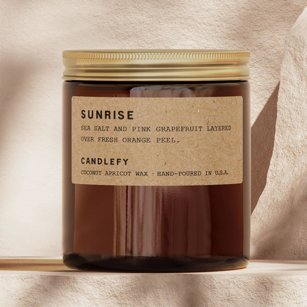 Sunrise · Sea Salt & Grapefruit Citrus Candle · Amber Jar 8o