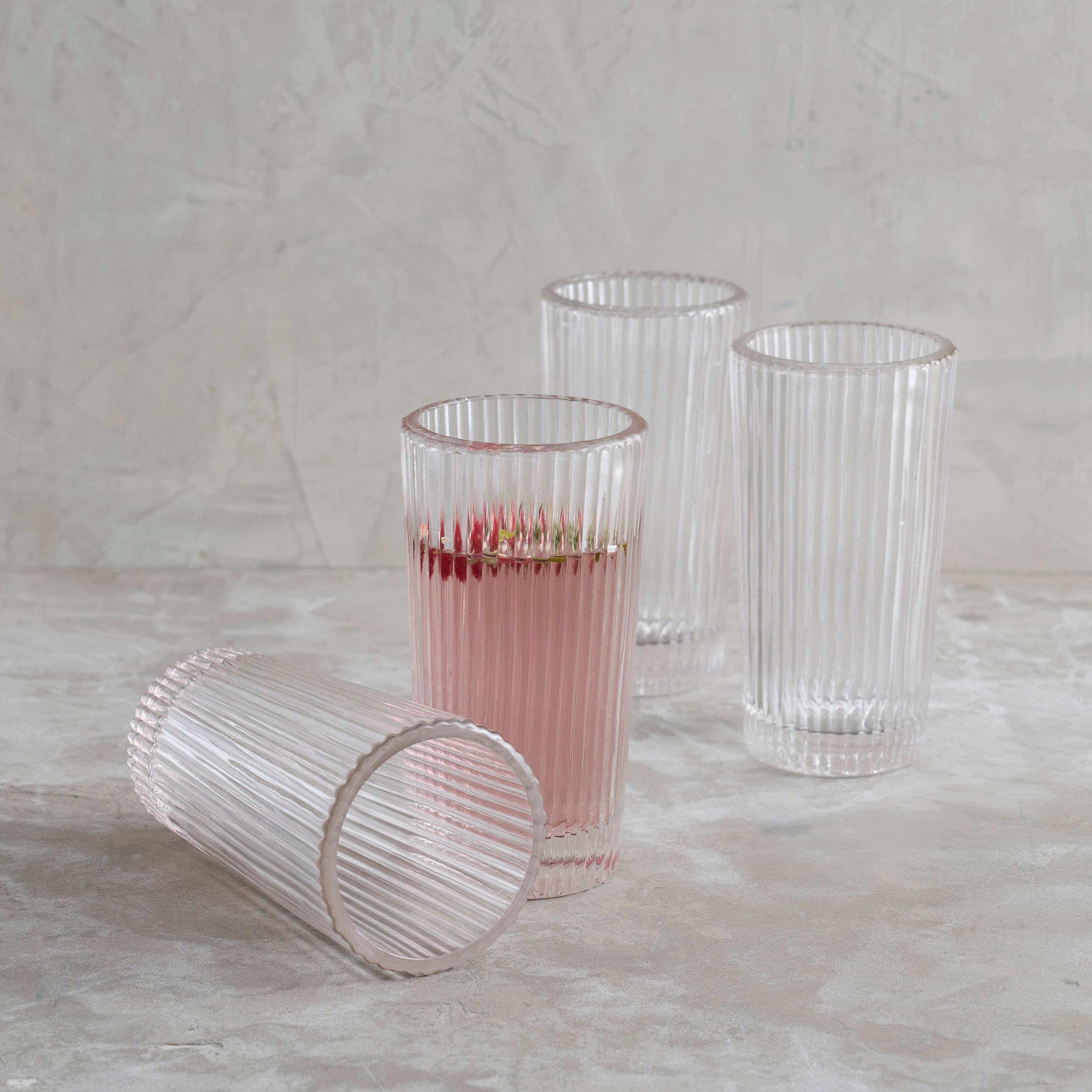 Pressed Clear Tall Glasses - Set of 4