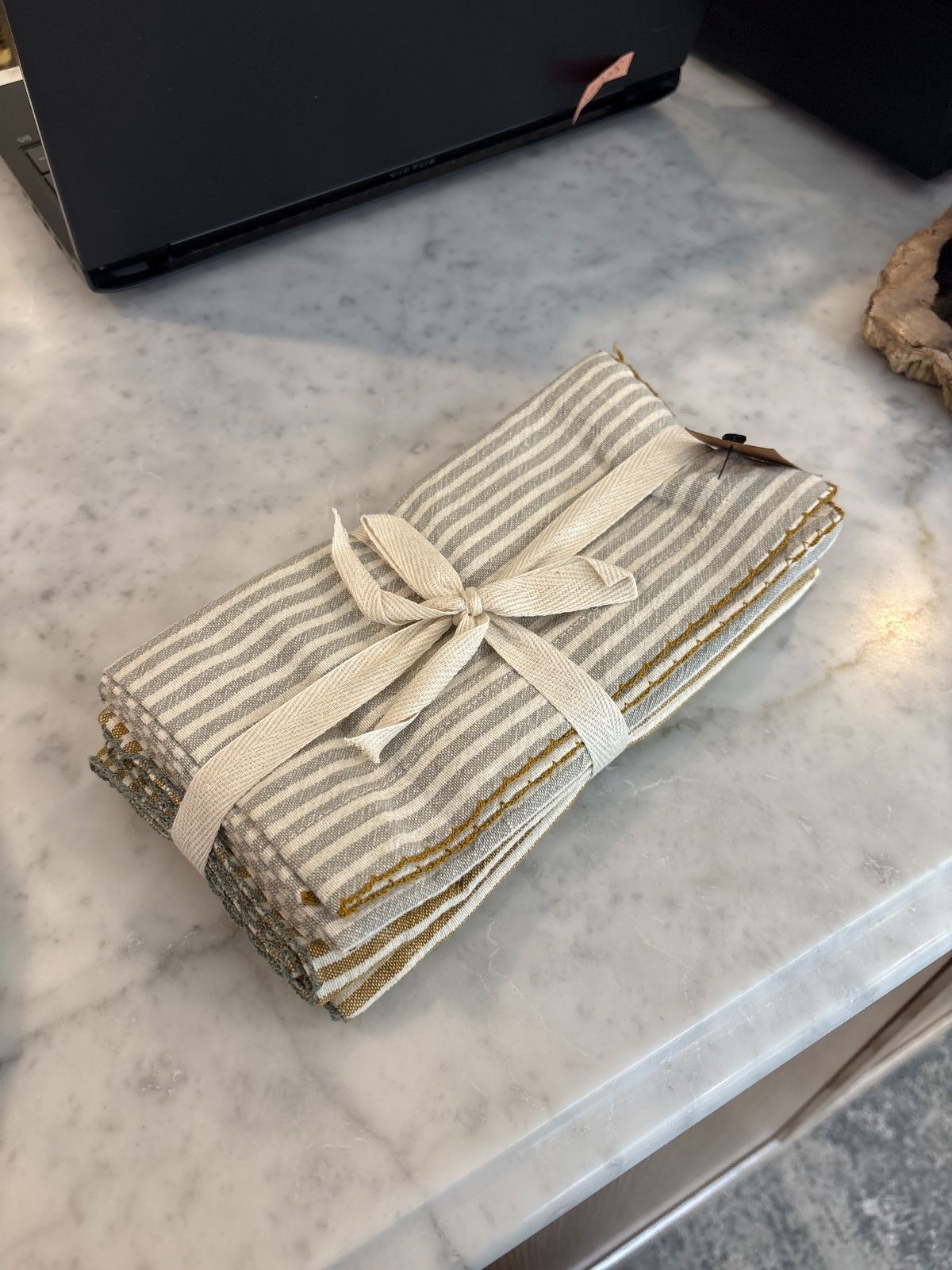 Cotton Napkins w/ Stripes, 2 Colors, Set of 4