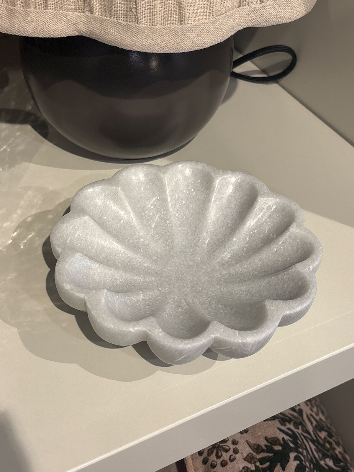 Carved Marble Flower Shaped Dish