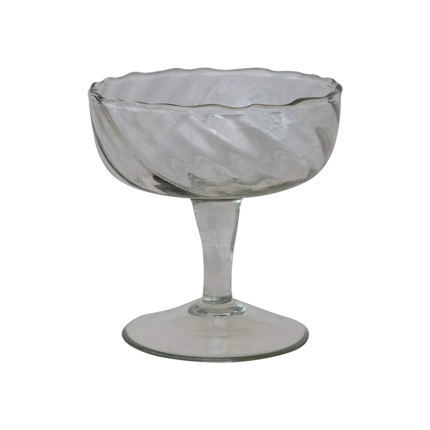 6 oz. Hand-Blown Twisted Stemmed Coupe Glass (Each One Will Vary)
